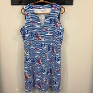 Lands' End Nautical Sailboat Sleeveless Tunic Dress with Pockets Size Large